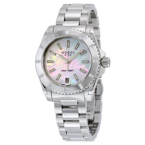 gucci dive mother of pearl ladies watch